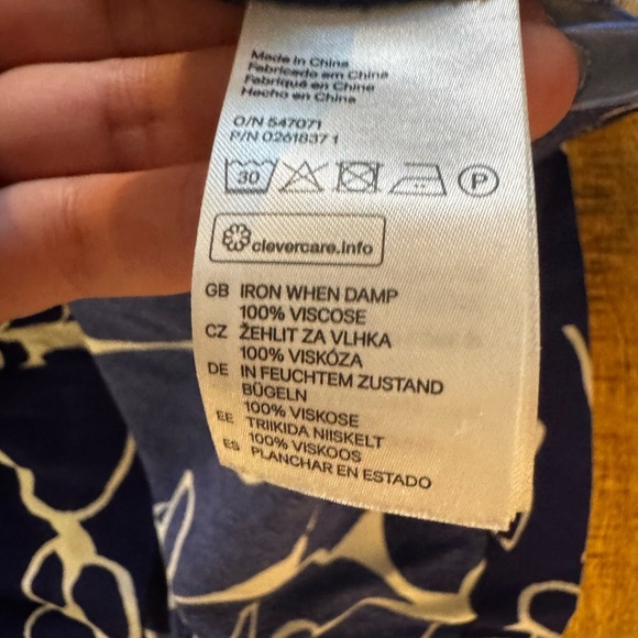 Vintage H&M Navy indigo purple and White faux Wrap floral A line Dress - Picture 3 of 7